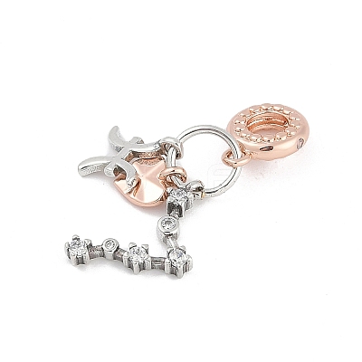 Brass Pendants with Cubic Zirconia European Beads LS-KK-Q015-01B-1