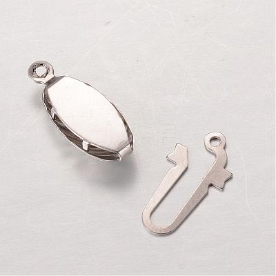 Tarnish Resistant Oval 304 Stainless Steel Box Clasps STAS-L183-05-1