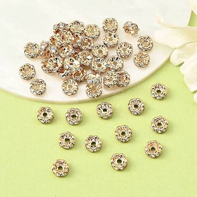 Brass Rhinestone Spacer Beads RB-A014-L6mm-01LG-NF-1