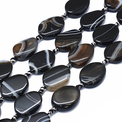Natural Banded Agate/Striped Agate Beads Strands G-I245-60A-1