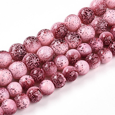 Transparent Baking Paint Glass Beads Strands DGLA-N009-8mm-03-1