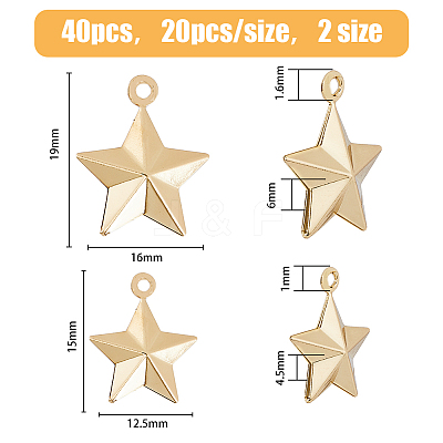 40Pcs 2 Style Brass Pendants KK-HY0003-38-1