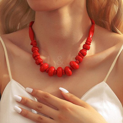 Resin Rondelle Beaded Necklaces for Women FS-WG3D4DE-01-1