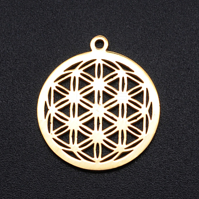 Ion Plating(IP) 304 Stainless Steel Sacred Geometric Pendants A-STAS-S105-JN899-2-1