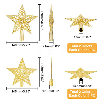4Pcs 4 Style Plastic Christmas Treetop Star Ornament AJEW-GA0006-06-1