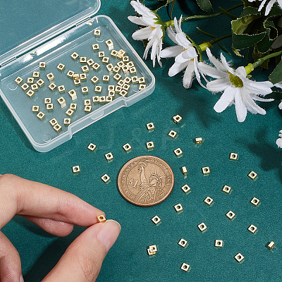 100Pcs Brass Spacer Beads KK-BC0012-54B-1