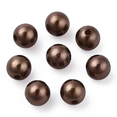 Spray Painted ABS Plastic Imitation Pearl Beads OACR-T015-05B-04-1
