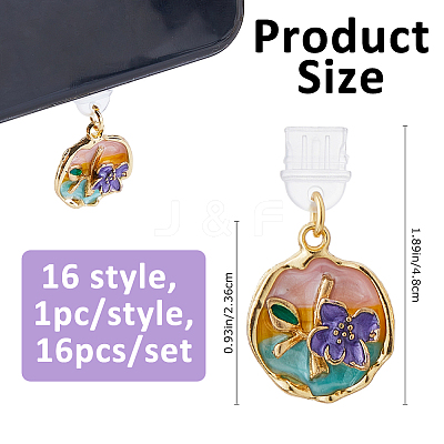 16Pcs 16 Styles PVC Mobile Dustproof Plugs HJEW-FH00212-1