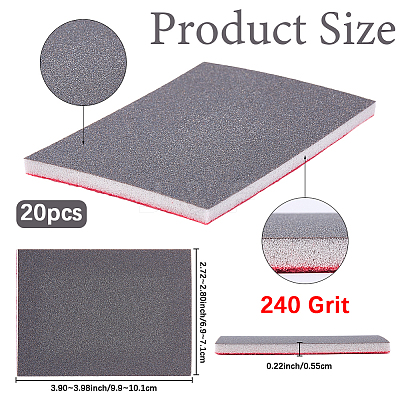 20Pcs 240 Grit Sanding Sponge Grit Sanding Blocks TOOL-SP0001-05C-1