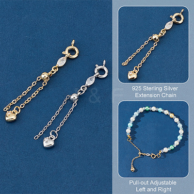 4Pcs 2 Colors Alloy & Brass Chain Extender with Cubic Zirconia FIND-PH0017-99-1
