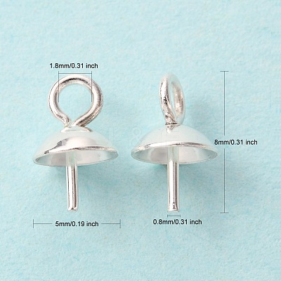 304 Stainless Steel Cup Pearl Peg Bails Pin Pendants STAS-K210-09A-S-1