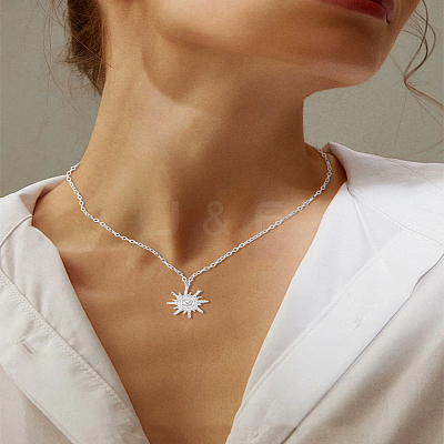 1Pc Zinc Alloy Sun Pendant Cable Chain Necklaces NJEW-LP0003-21P-1