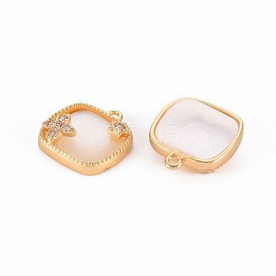 Brass Micro Pave Clear Cubic Zirconia Charms KK-T062-180G-NF-1
