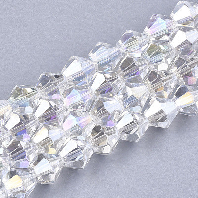 Electroplate Glass Beads Strands EGLA-Q118-8mm-B17-1