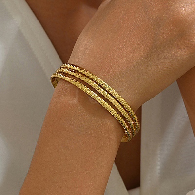 201 Stainless Steel Triple Layer Cuff Bangles RJ3221-1-1