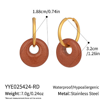 Flat Round 304 Stainless Steel Hoop Earrings LS-MP0677-2-1