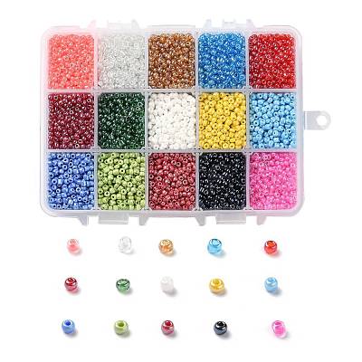 375G 15 Colors Glass Seed Beads SEED-JP0004-04-3mm-1