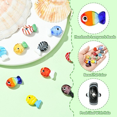 10Pcs 10 Styles Handmade Lampwork Beads LAMP-CJ0002-57-1