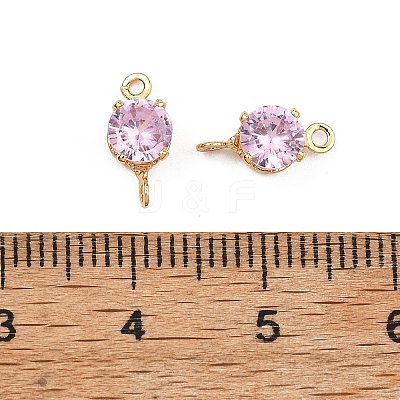 SHEGRACE Brass Pave Cubic Zirconia Flat Round Connector Charms XGRQ2O042-435B-G-1
