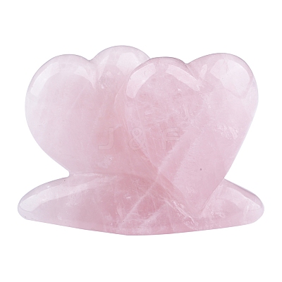 Natural Rose Quartz Double Heart Shaped Display Decoration PW-WG51F62-01-1