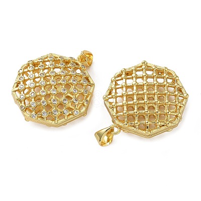 Brass Micro Pave Clear Cubic Zirconia Pendants KK-D221-19G-06-1