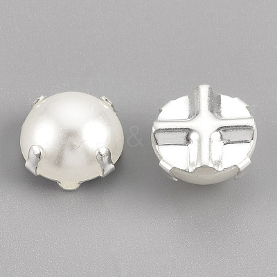 ABS Plastic Imitation Pearl Shank Buttons BUTT-T002-5mm-01S-1