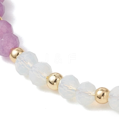 Dyed Natural Malaysia Jade & Brass Beaded Bangles for Women BJEW-JB13343-04-1