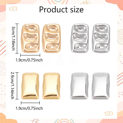 Real 14K Gold Plated 4 Pairs 4 Style Alloy Stud Earrings for Women EJEW-AN0004-24-1