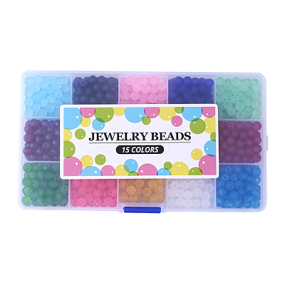 1Box 15 Color Transparent Glass Beads GLAA-X0011-02-10mm-1