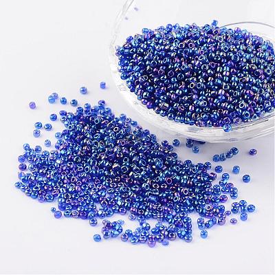 Round Transparent Colors Rainbow Glass Seed Beads X-SEED-A007-2mm-168-1