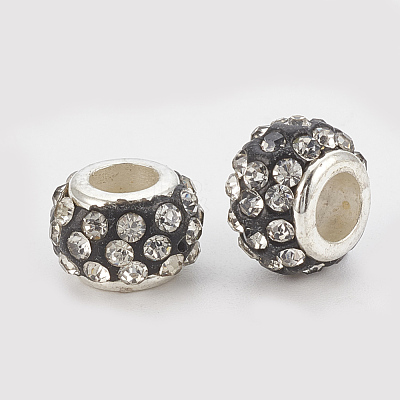 Handmade CCB Plastic Polymer Clay Rhinestone European Beads RB-S049-03-1