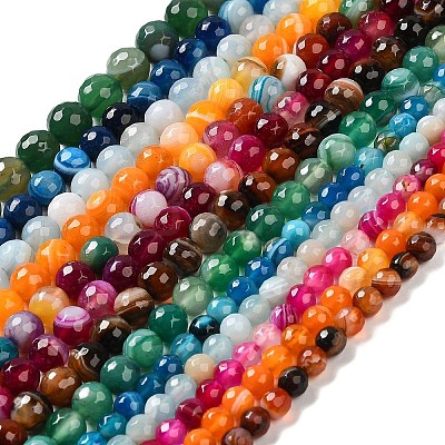 Natural Striped Agate/Banded Agate Beads Strands G-A246-8mm-15-1