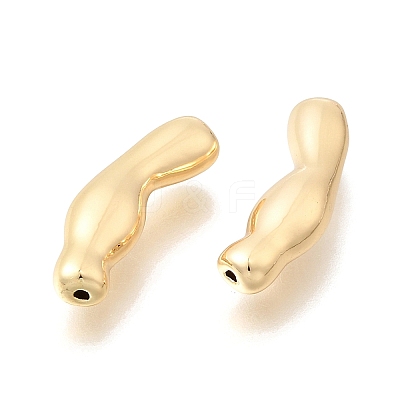 Brass Wavy Curved Tube Beads KK-N289-11G-1