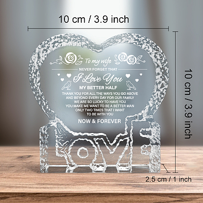 Heart with Word K9 Glass Figurines DJEW-WH0026-003-1