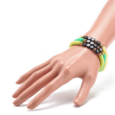 5Pcs 5 Color Polymer Clay Disc Surfer Stretch Bracelets Set BJEW-JB08801-1