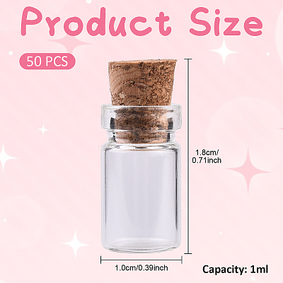 50Pcs Column Glass Jar Glass Bottles Bead Containers AJEW-YW0001-56-1