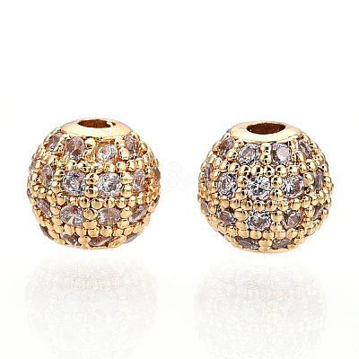 Rack Plating Brass Cubic Zirconia Beads ZIRC-S001-6mm-A02-1