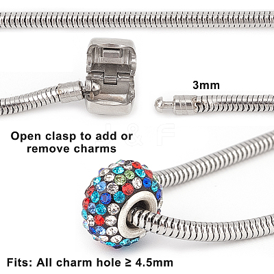 304 Stainless Steel European Style Bracelets for Jewelry Making STAS-PH0006-02B-1