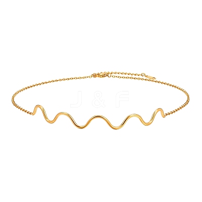 Stainless Steel Wavy Line Choker Necklaces PW-WG07BB7-01-1