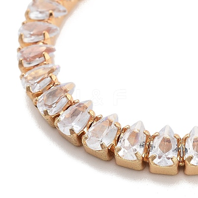 Brass Pave Clear Cubic Zirconia Teardrop Box Chain Slider Bracelets BJEW-B094-07G-1
