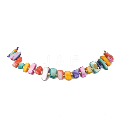 Ocean Natural Freshwater Shell Nuggets Beaded Necklaces NJEW-JN06281-1