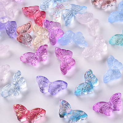 Transparent Spray Painted Glass Beads GLAA-S190-018-1