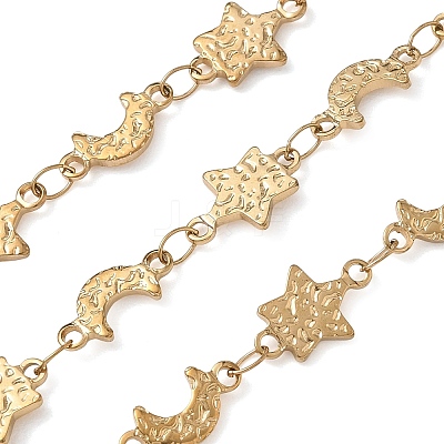Hammered 304 Stainless Steel Moon & Star Link Chains SA-CBA21A8-01G-01-1
