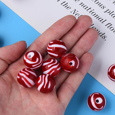Opaque Striped Acrylic Beads MACR-S373-27B-01-1