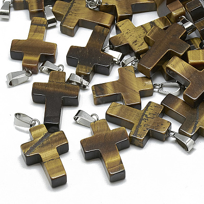 Natural Tiger Eye Pendants G-T080-01-1