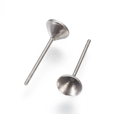Non-Tarnish 304 Stainless Steel Post Stud Earring Settings STAS-I097-006C-P-1