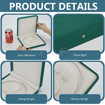 Square Velvet Pearl Necklaces Set Storage Boxes CON-WH0123-07A-1
