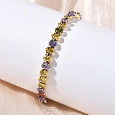 304 Stainless Steel Pave Cubic Zirconia Tennis Bracelets BJEW-G754-03G-05-1