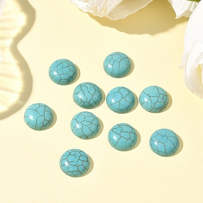 Craft Findings Dyed Synthetic Turquoise Flat Back Dome Cabochons X-TURQ-S266-14mm-01-1