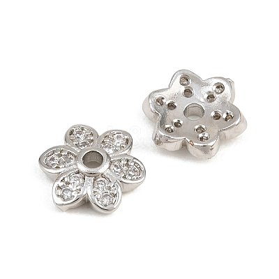 Brass Micro Pave Clear Cubic Zirconia Bead Caps CU-CBA6A75-30P-1